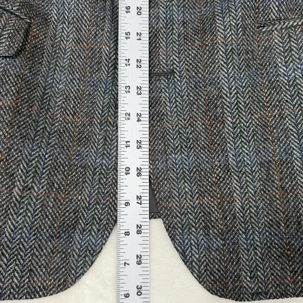 Stafford Wool Tweed Blazer Mens 40S Gray Windowpane Sport Coat Made in England